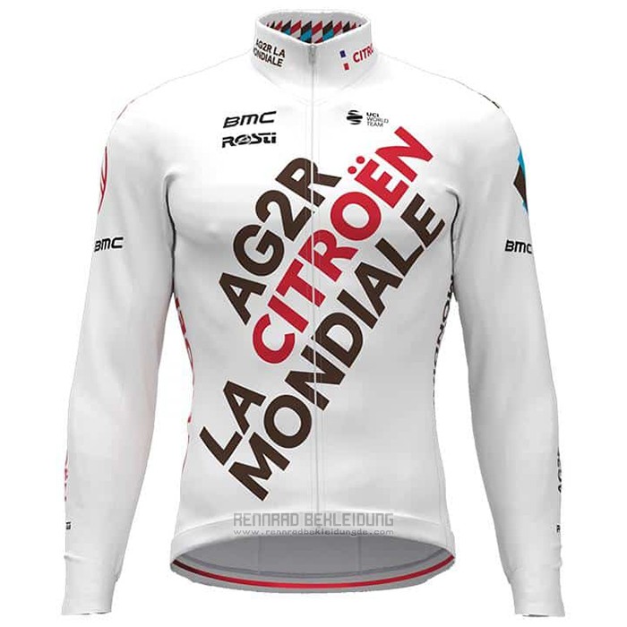 2021 Fahrradbekleidung Ag2r La Mondiale Wei Trikot Langarm und Tragerhose